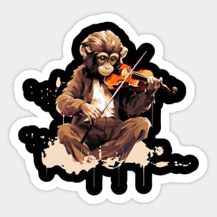 Monkey Playing Violin Sticker